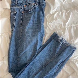 Topshop Fringe Hemmed Jeans